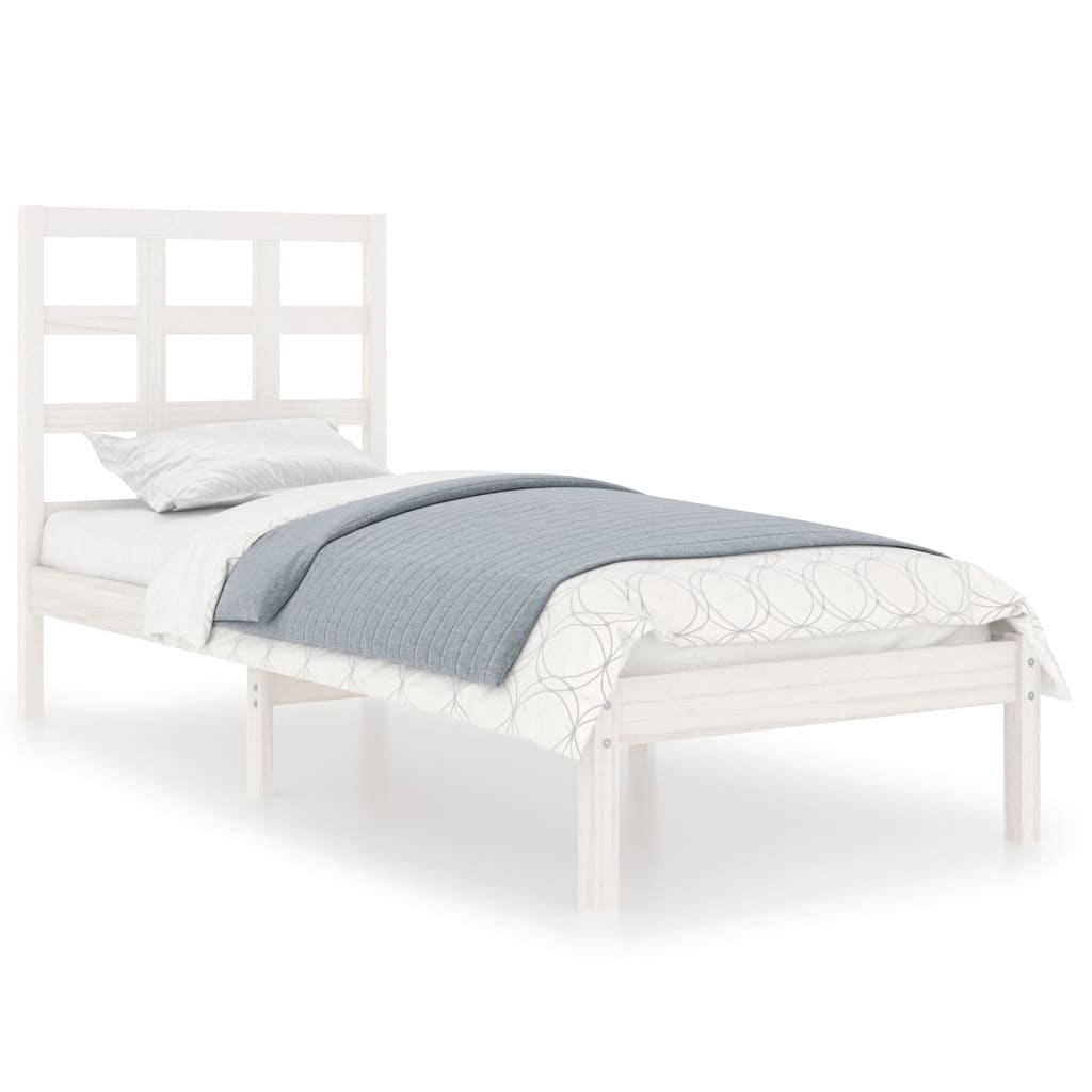 Estrutura de cama solteiro 90x190 cm madeira maciça branco