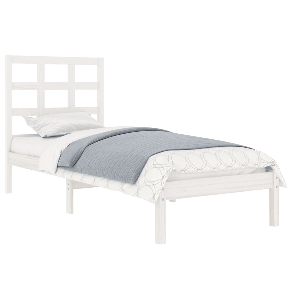 Estrutura de cama solteiro 90x190 cm madeira maciça branco