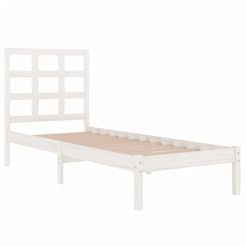 Estrutura de cama solteiro 90x190 cm madeira maciça branco