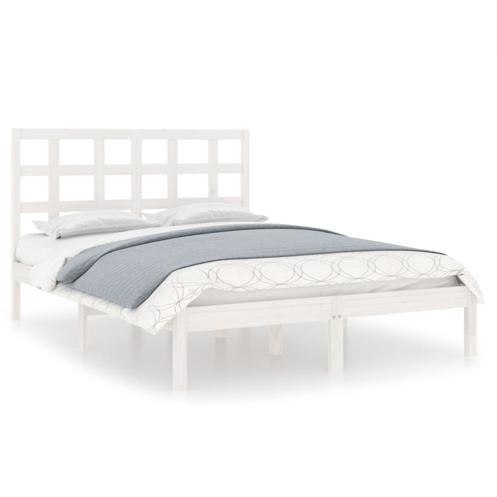 Estrutura de cama casal 135x190 cm madeira maciça branco