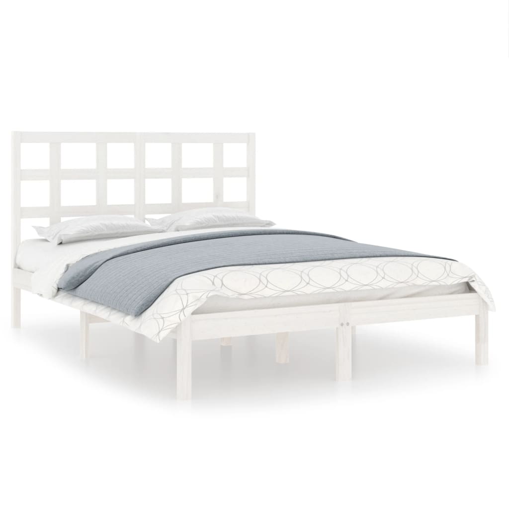 Estrutura de cama 140x190 cm madeira maciça branco