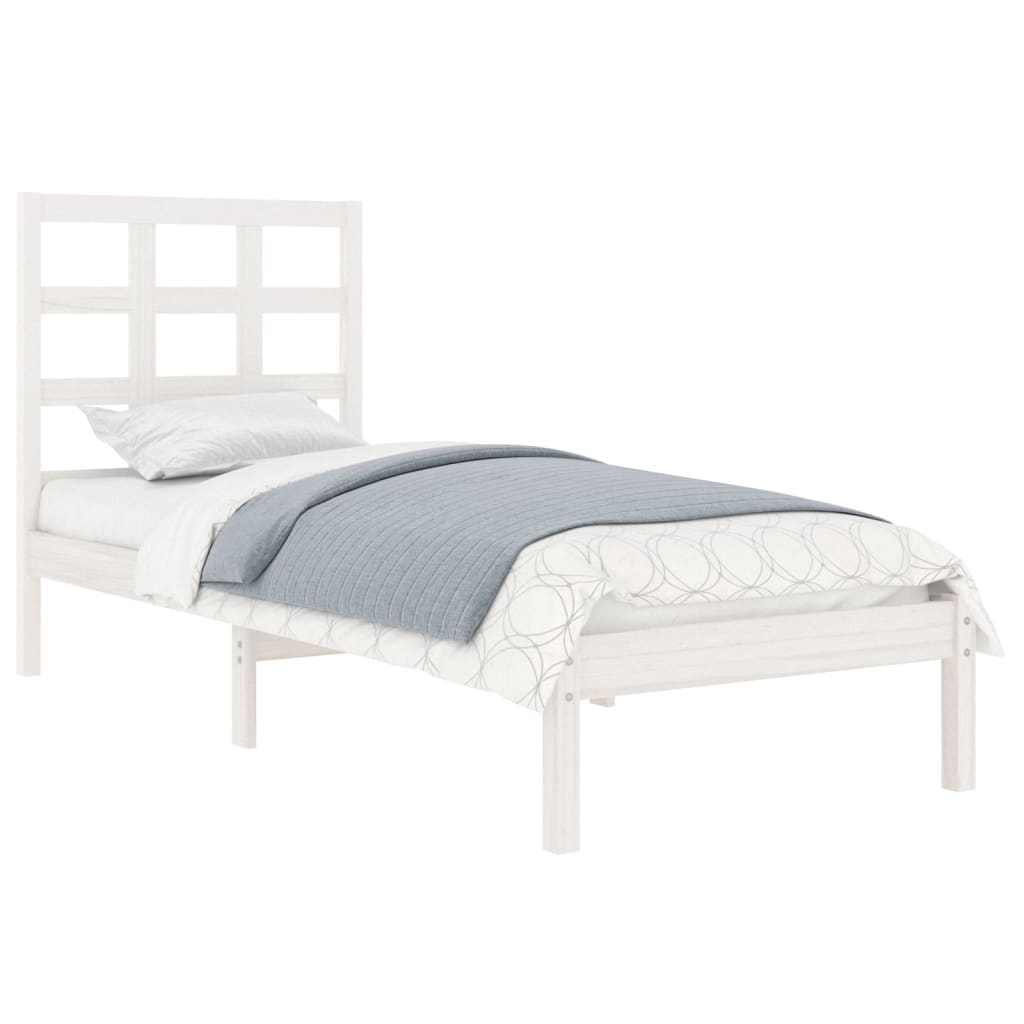 Estrutura de cama 90x200 cm madeira maciça branco