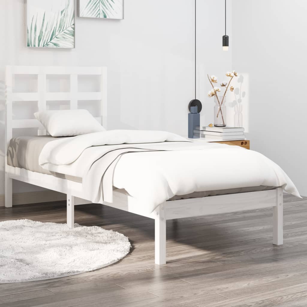 Estrutura de cama 90x200 cm madeira maciça branco