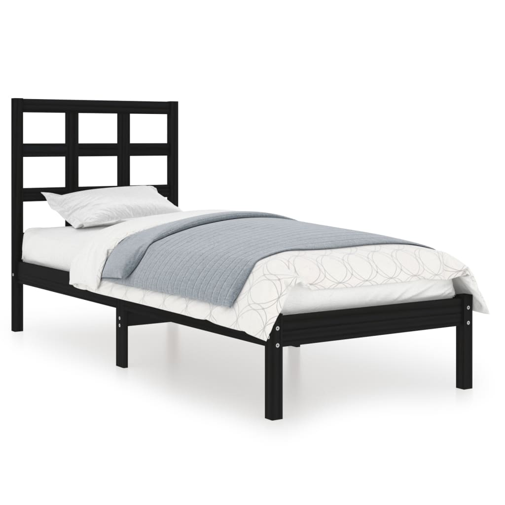 Estrutura de cama 90x200 cm madeira maciça preto