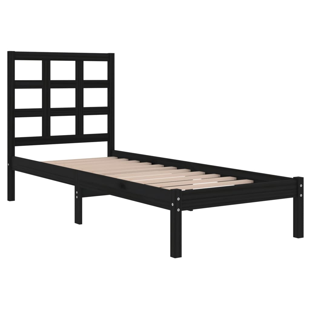 Estrutura de cama 90x200 cm madeira maciça preto