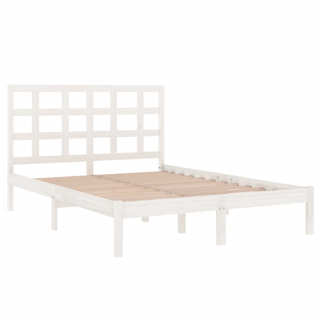 Estrutura de cama super king pinho maciço 180x200 cm branco