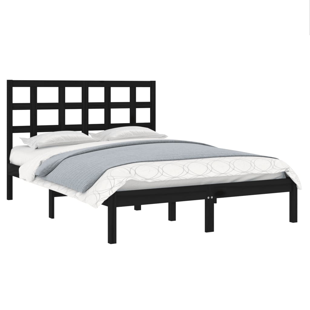 Estrutura de cama super king 180x200 cm madeira maciça preto