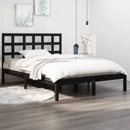 Estrutura de cama super king 180x200 cm madeira maciça preto