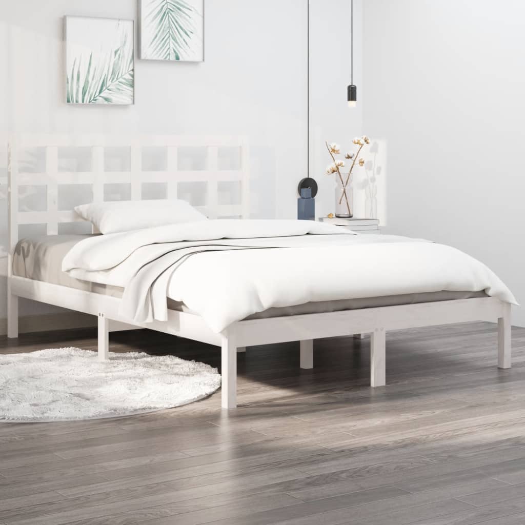 Estrutura de cama 200x200 cm madeira maciça branco