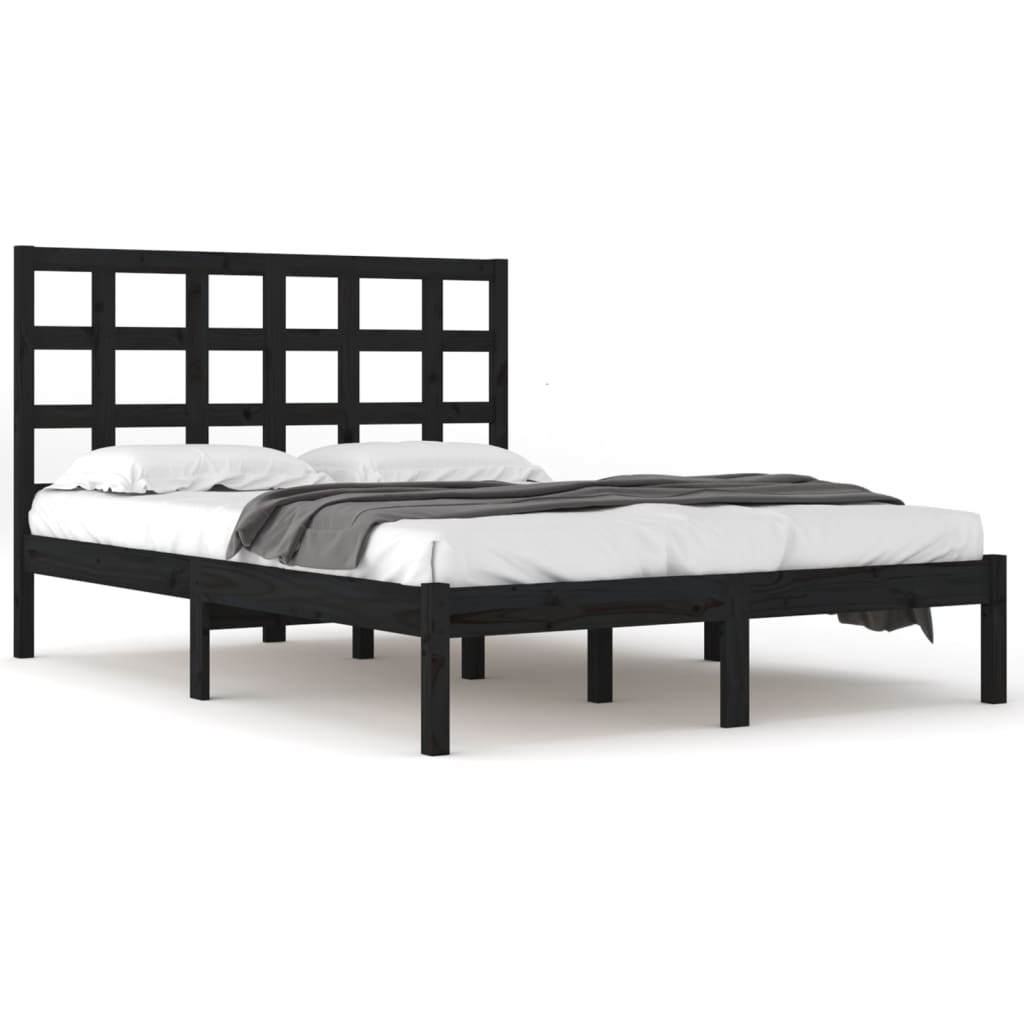 Estrutura de cama 200x200 cm madeira maciça preto