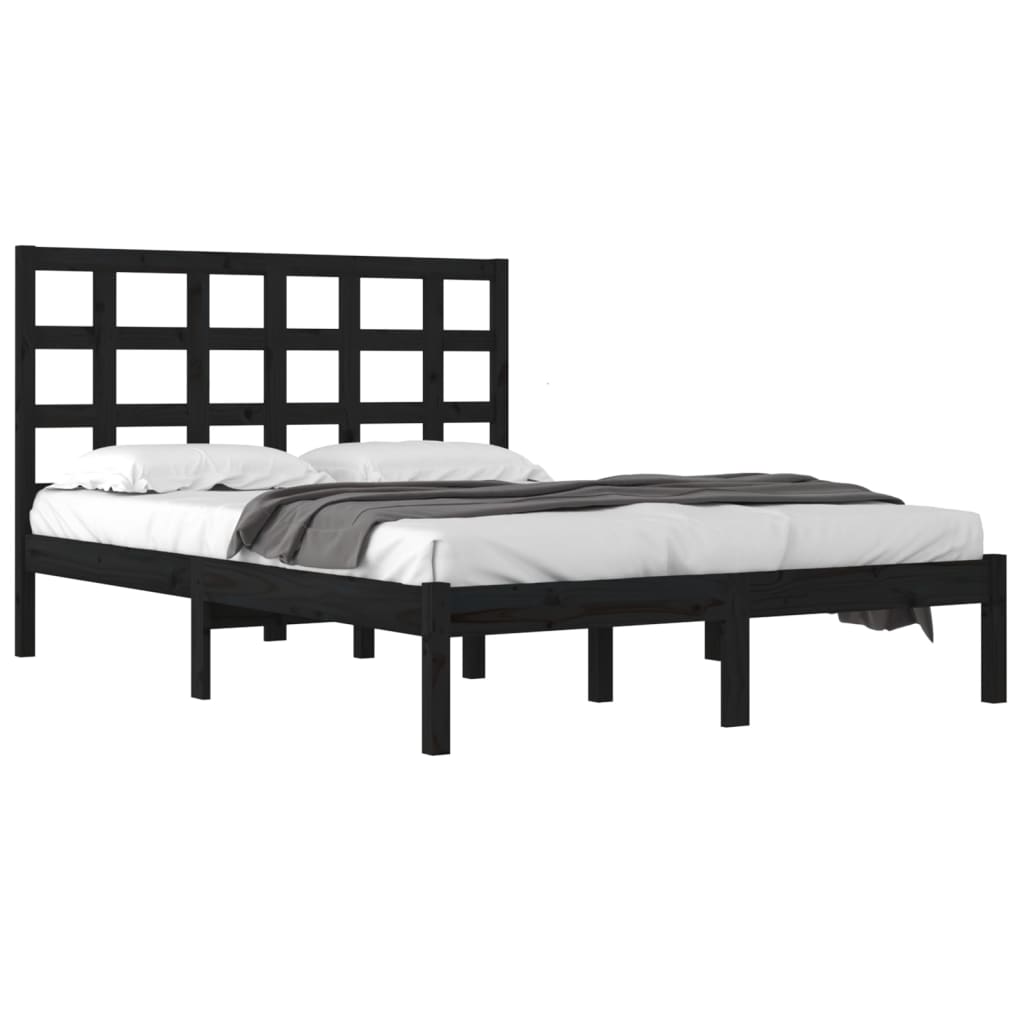 Estrutura de cama 200x200 cm madeira maciça preto