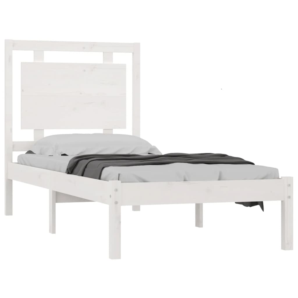 Estrutura de cama solteiro 90x190 cm madeira maciça branco