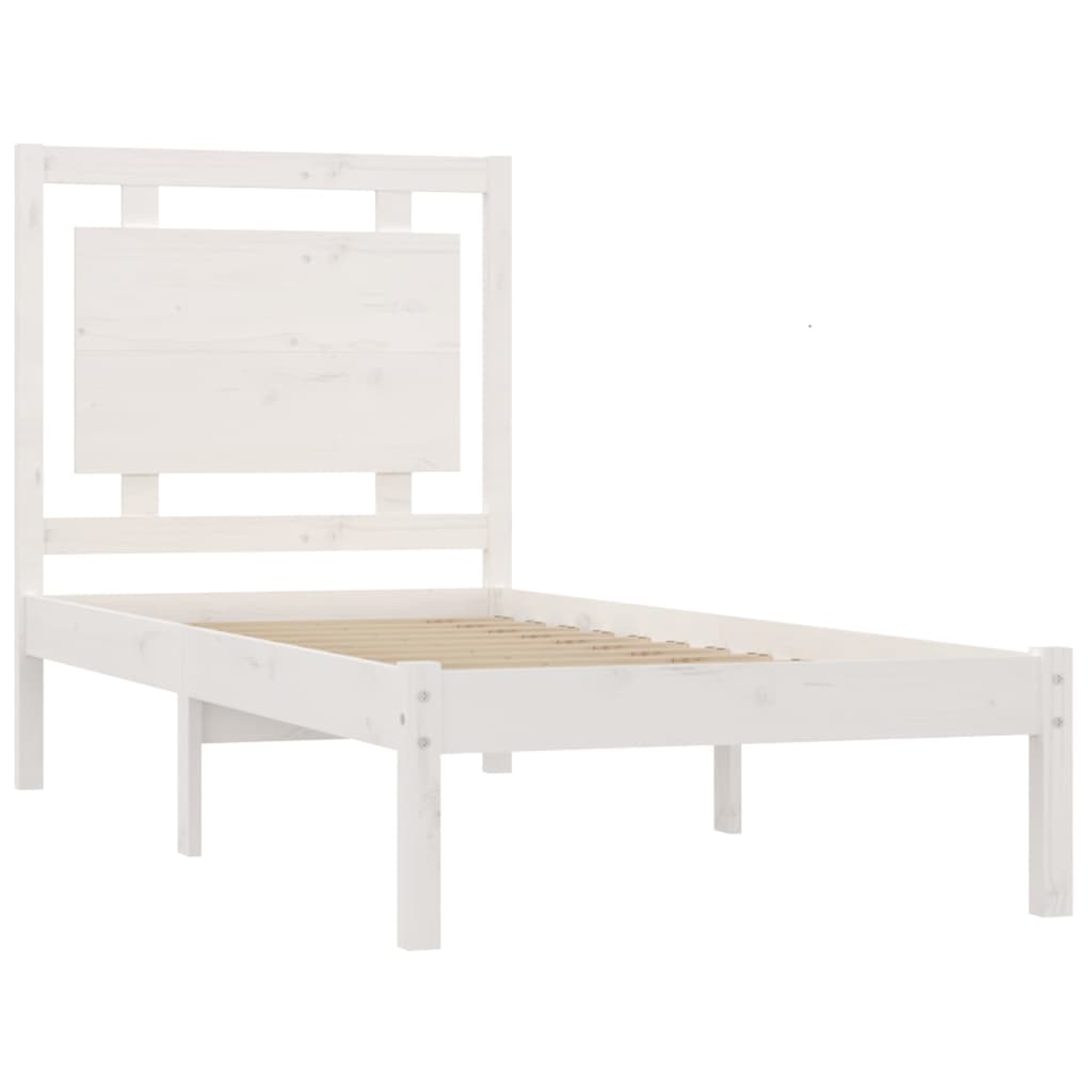 Estrutura de cama solteiro 90x190 cm madeira maciça branco