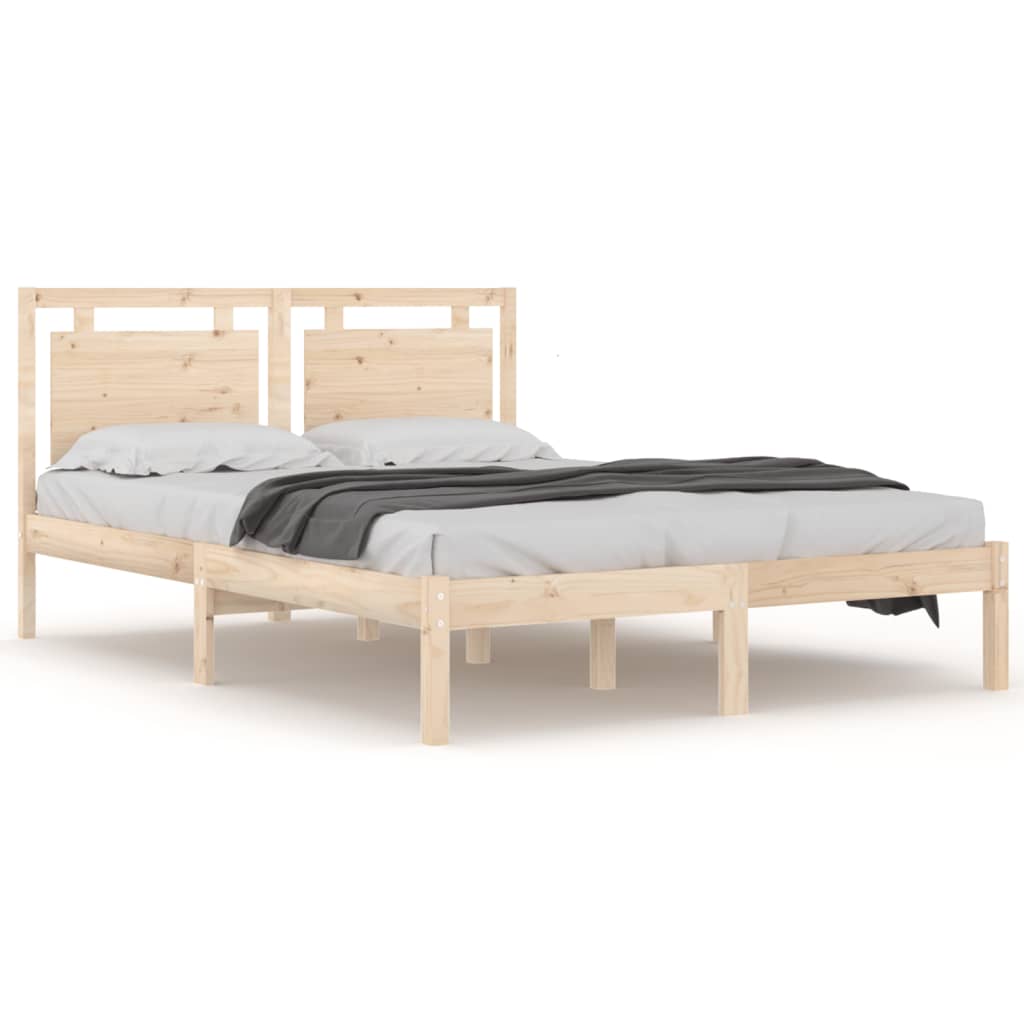 Estrutura de cama dupla 135x190 cm madeira maciça