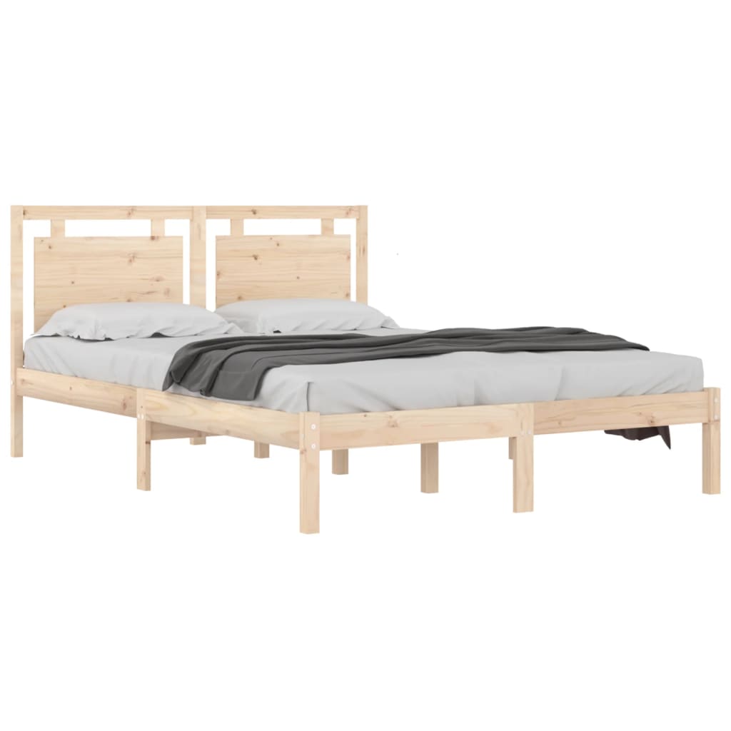 Estrutura de cama dupla 135x190 cm madeira maciça