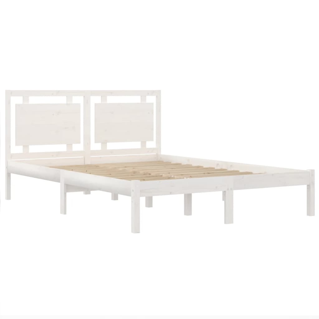 Estrutura de cama casal 135x190 cm madeira maciça branco