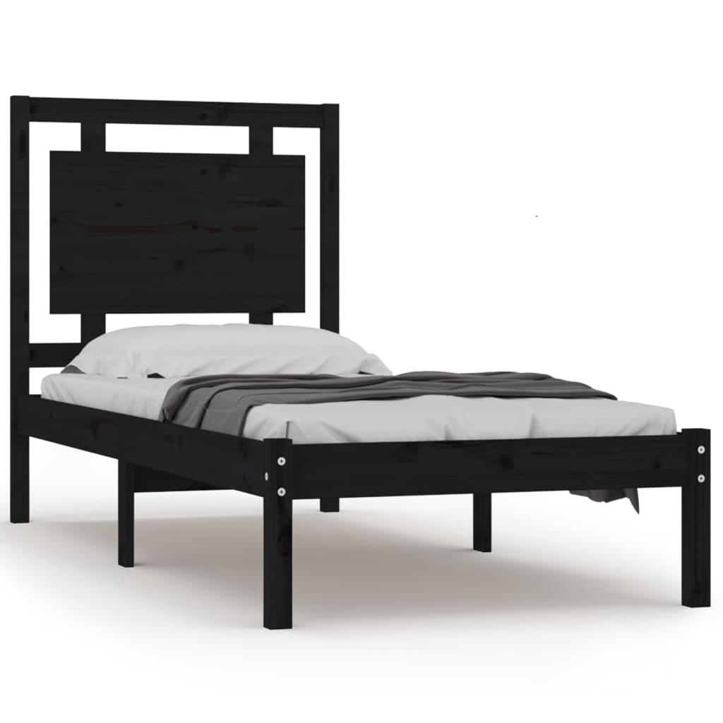 Estrutura de cama 90x200 cm madeira maciça preto