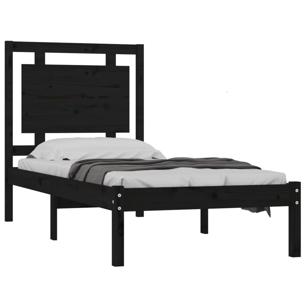 Estrutura de cama 90x200 cm madeira maciça preto