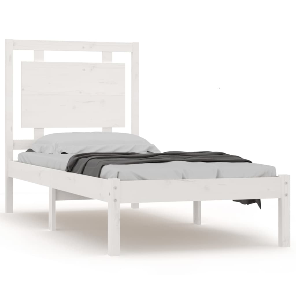 Estrutura de cama 100x200 cm madeira maciça branco