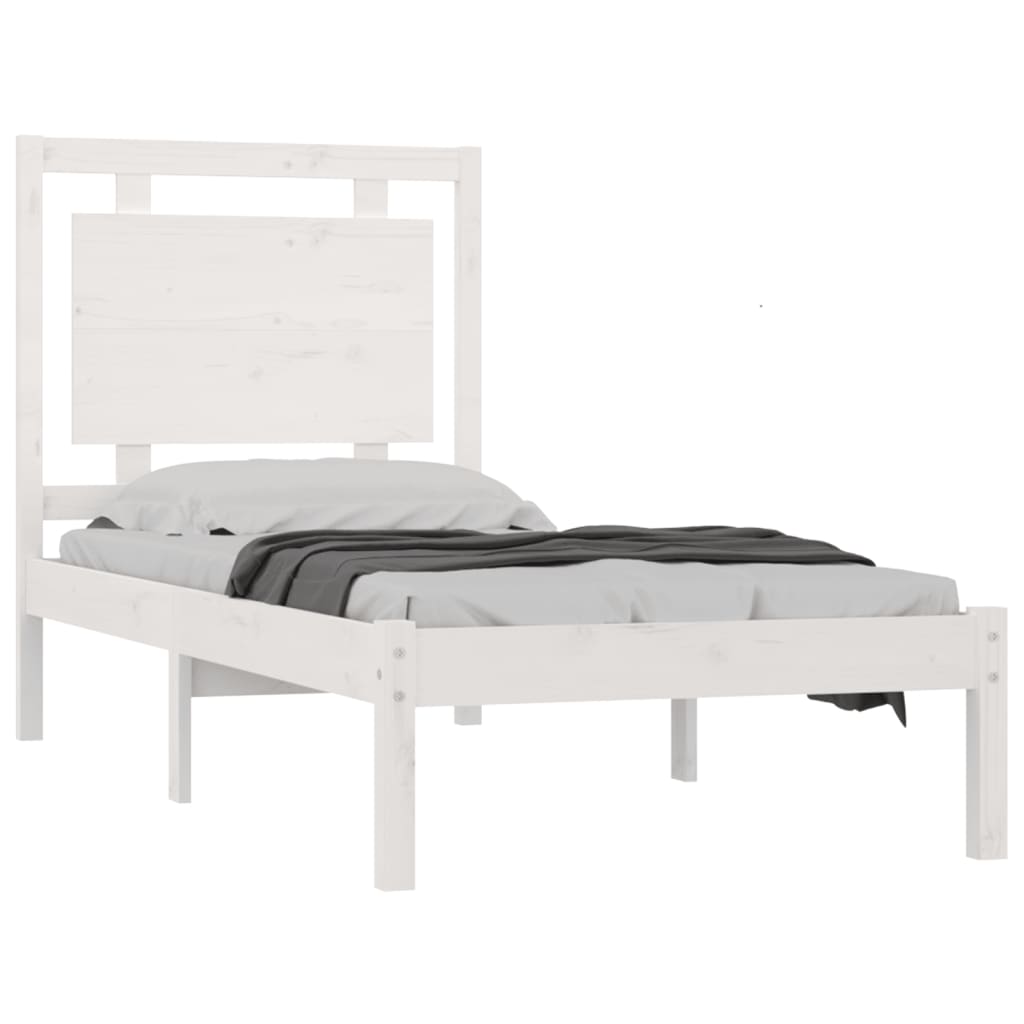 Estrutura de cama 100x200 cm madeira maciça branco