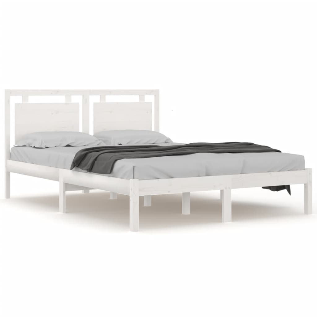 Estrutura de cama king 150x200 cm madeira maciça branco