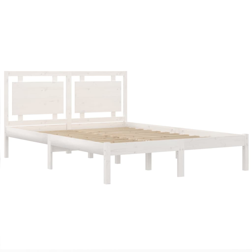 Estrutura de cama king 150x200 cm madeira maciça branco