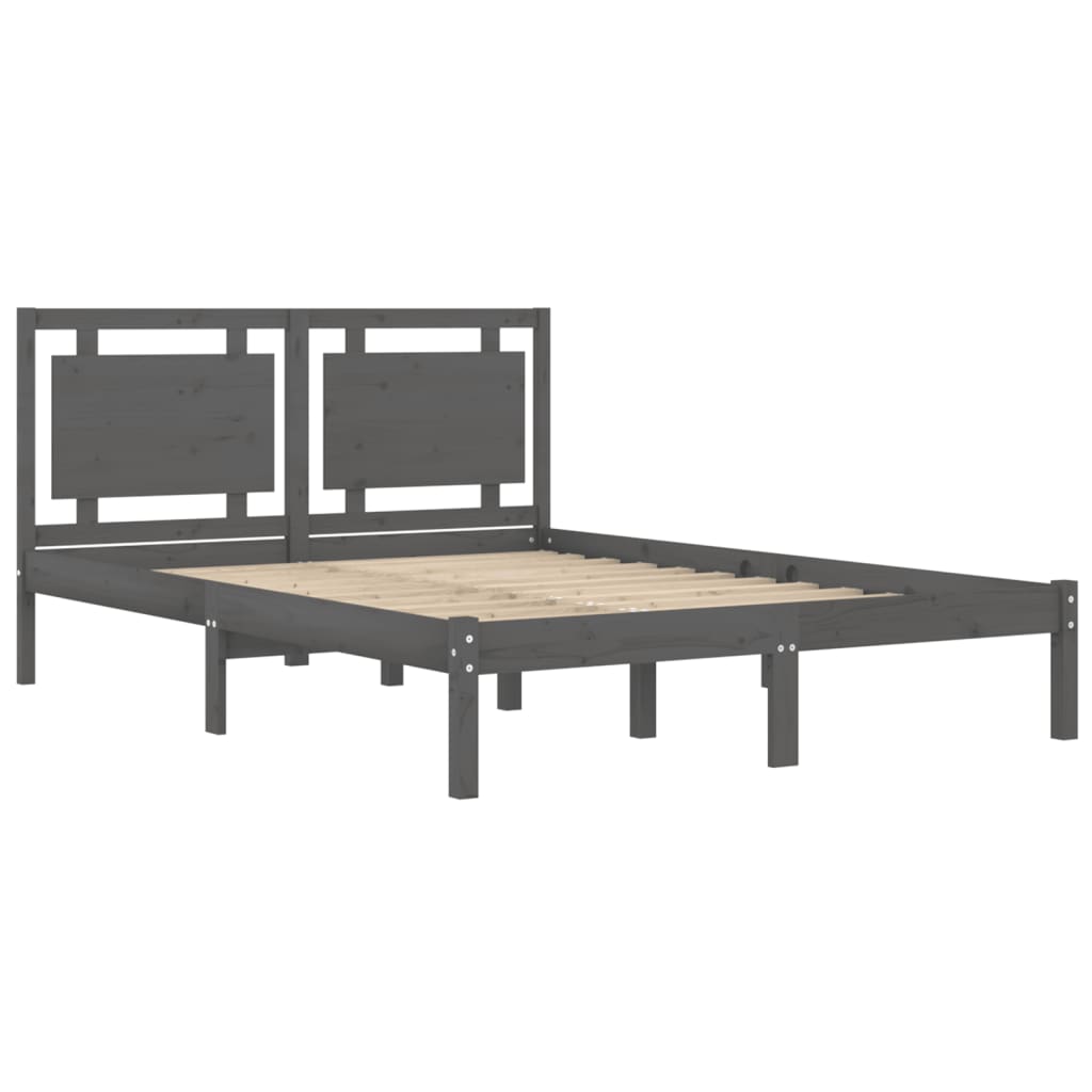 Estrutura de cama king 150x200 cm madeira maciça cinza