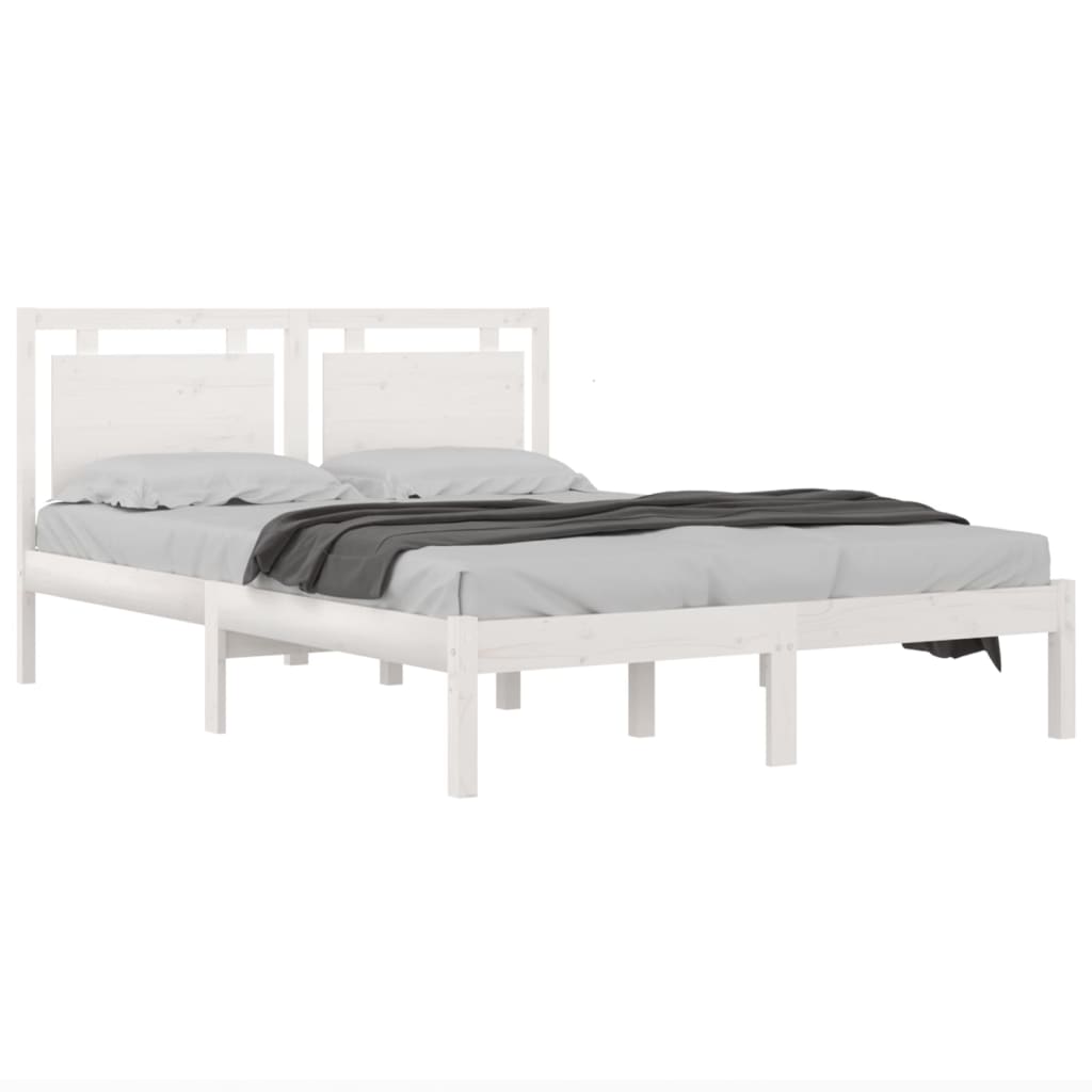 Estrutura de cama super king pinho maciço 180x200 cm branco