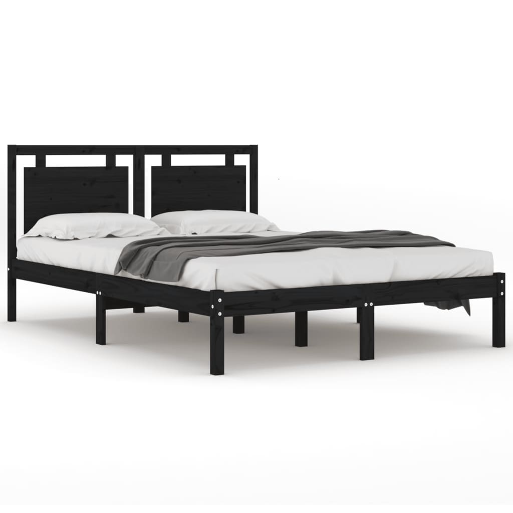 Estrutura de cama 200x200 cm madeira maciça preto