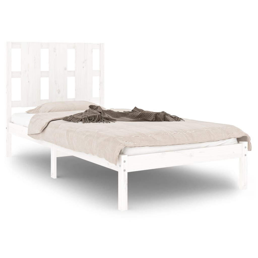 Estrutura de cama solteiro 90x190 cm madeira maciça branco