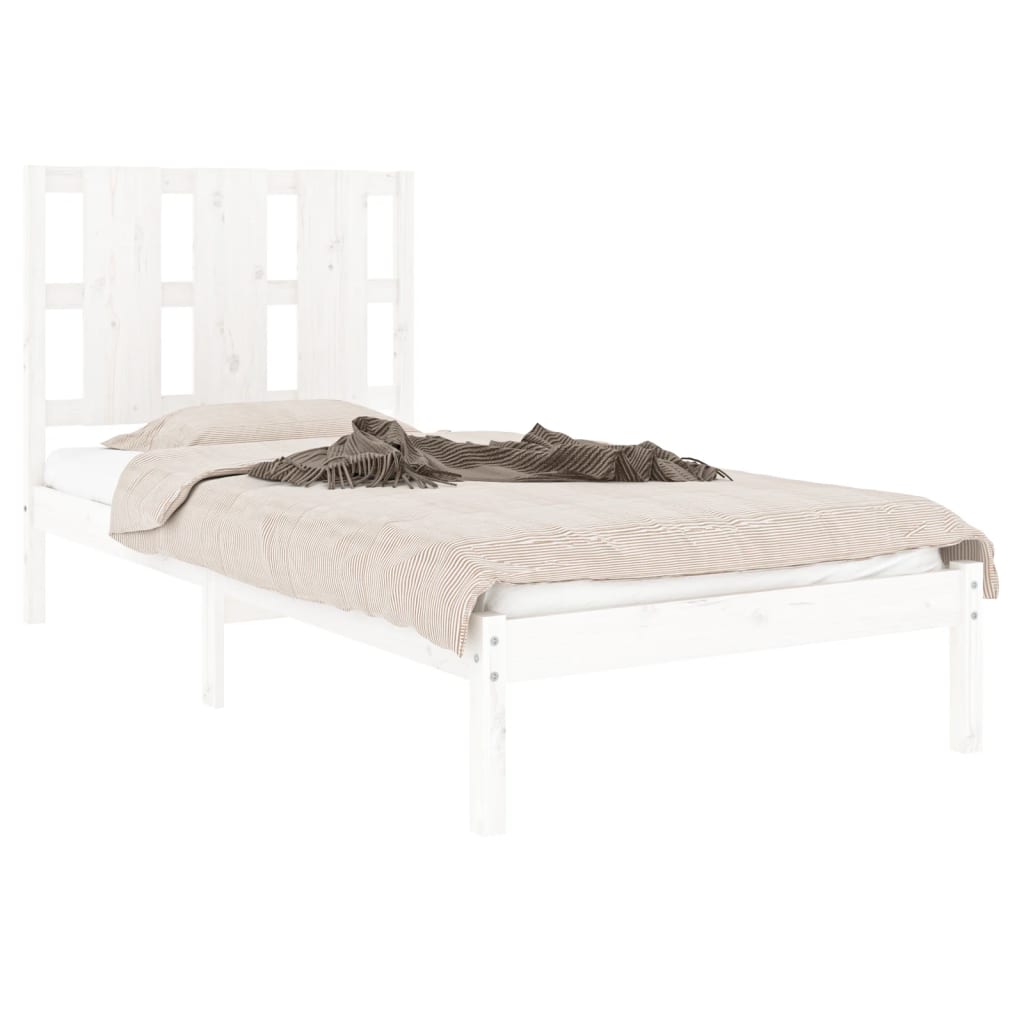 Estrutura de cama solteiro 90x190 cm madeira maciça branco