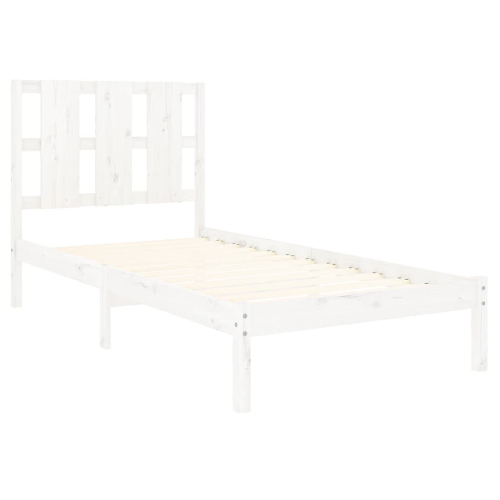 Estrutura de cama solteiro 90x190 cm madeira maciça branco