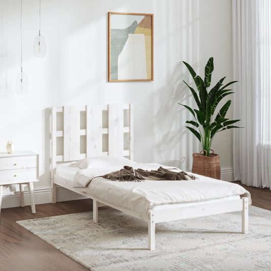 Estrutura de cama solteiro 90x190 cm madeira maciça branco