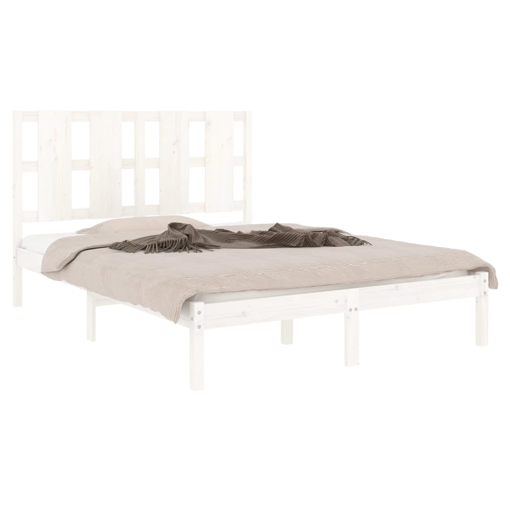 Estrutura de cama casal 135x190 cm madeira maciça branco