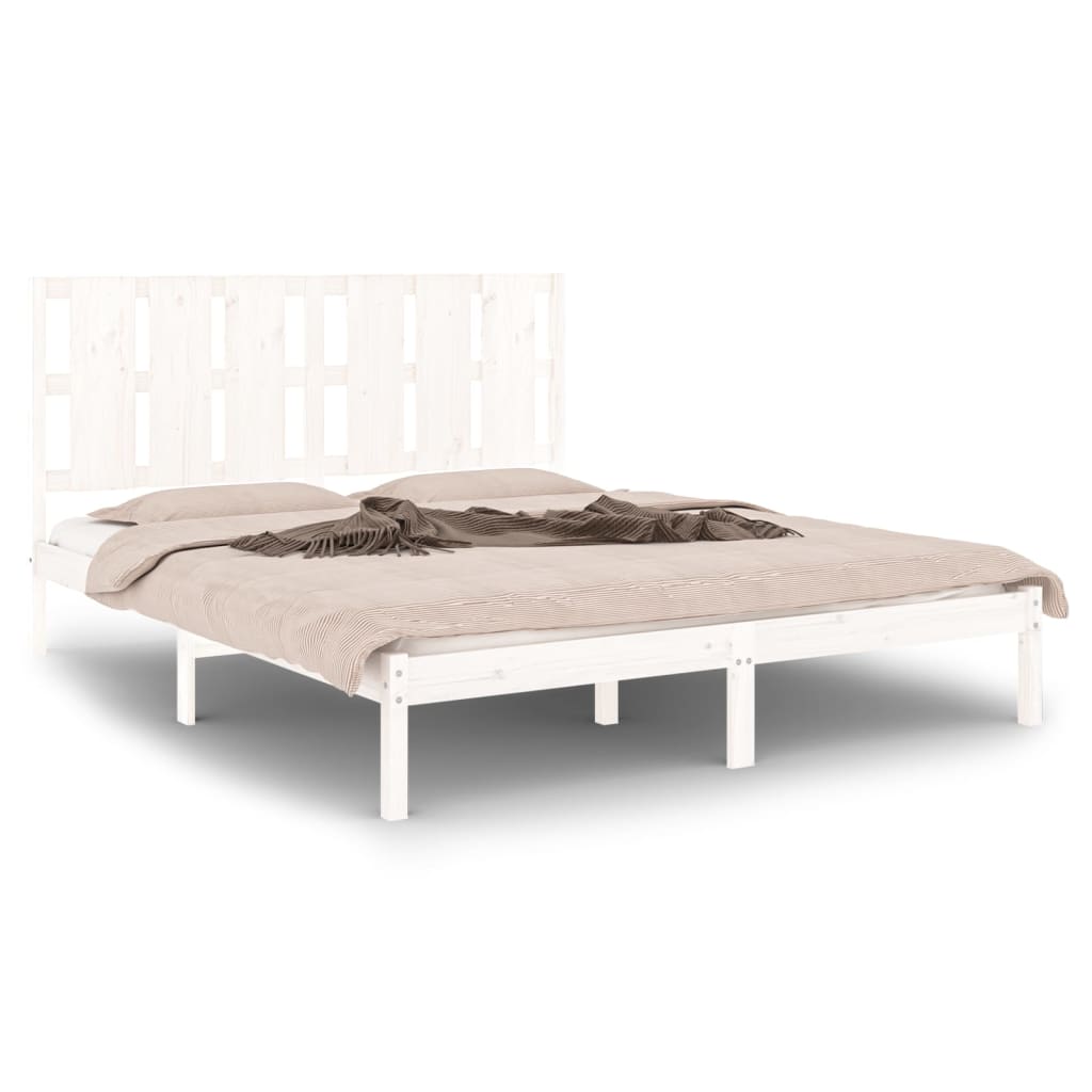 Estrutura de cama king 150x200 cm madeira maciça branco