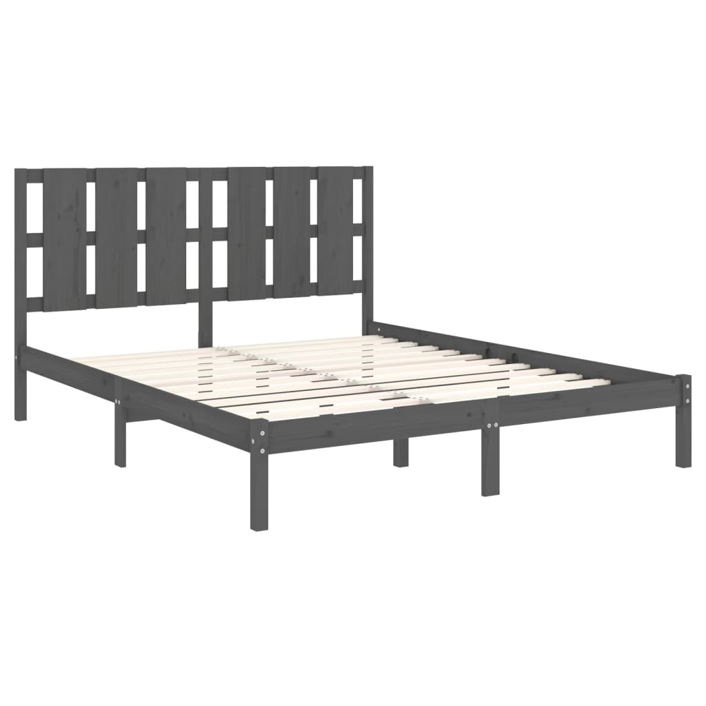 Estrutura de cama king 150x200 cm madeira maciça cinza