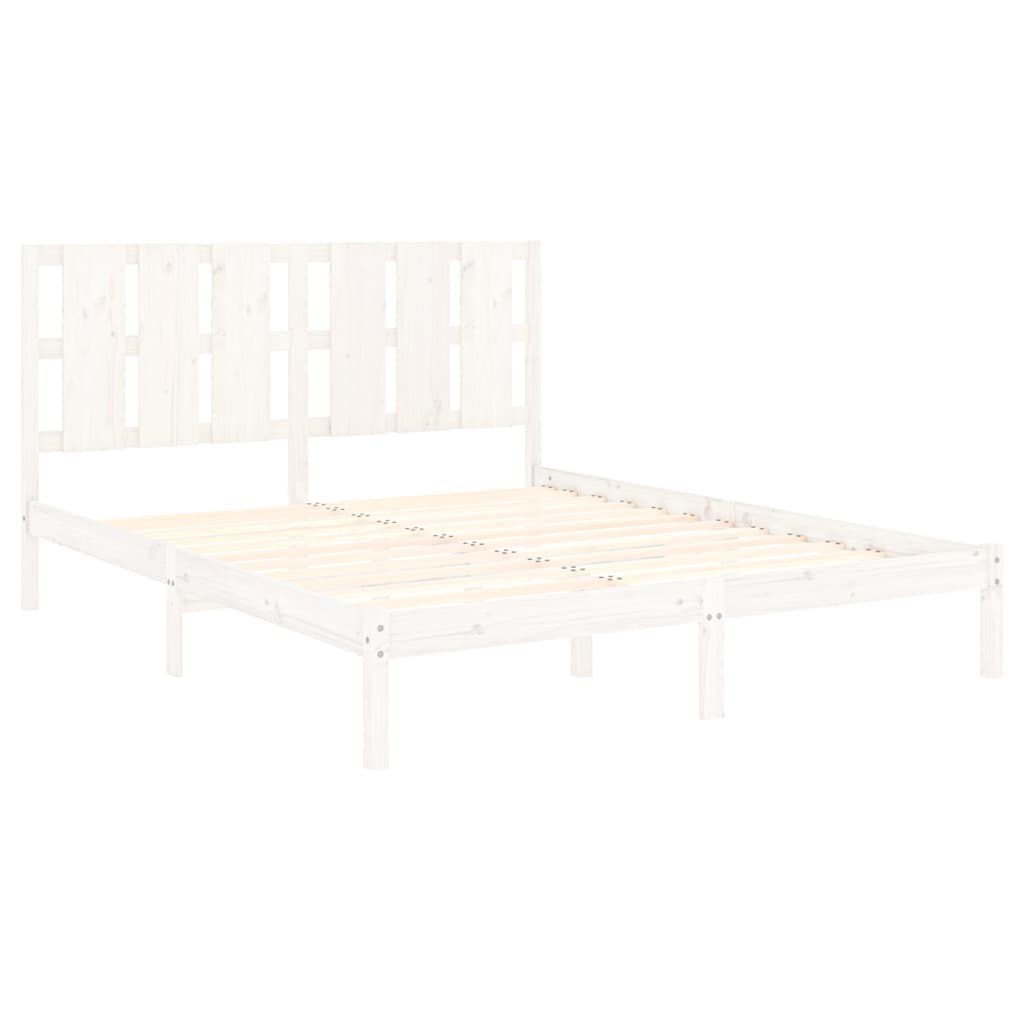 Estrutura de cama 160x200 cm madeira de pinho maciça branco