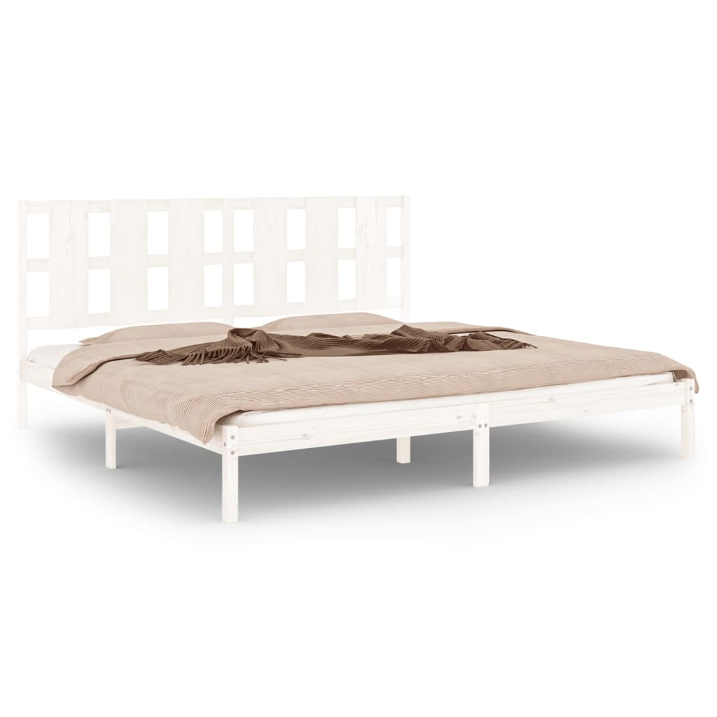 Estrutura de cama super king pinho maciço 180x200 cm branco