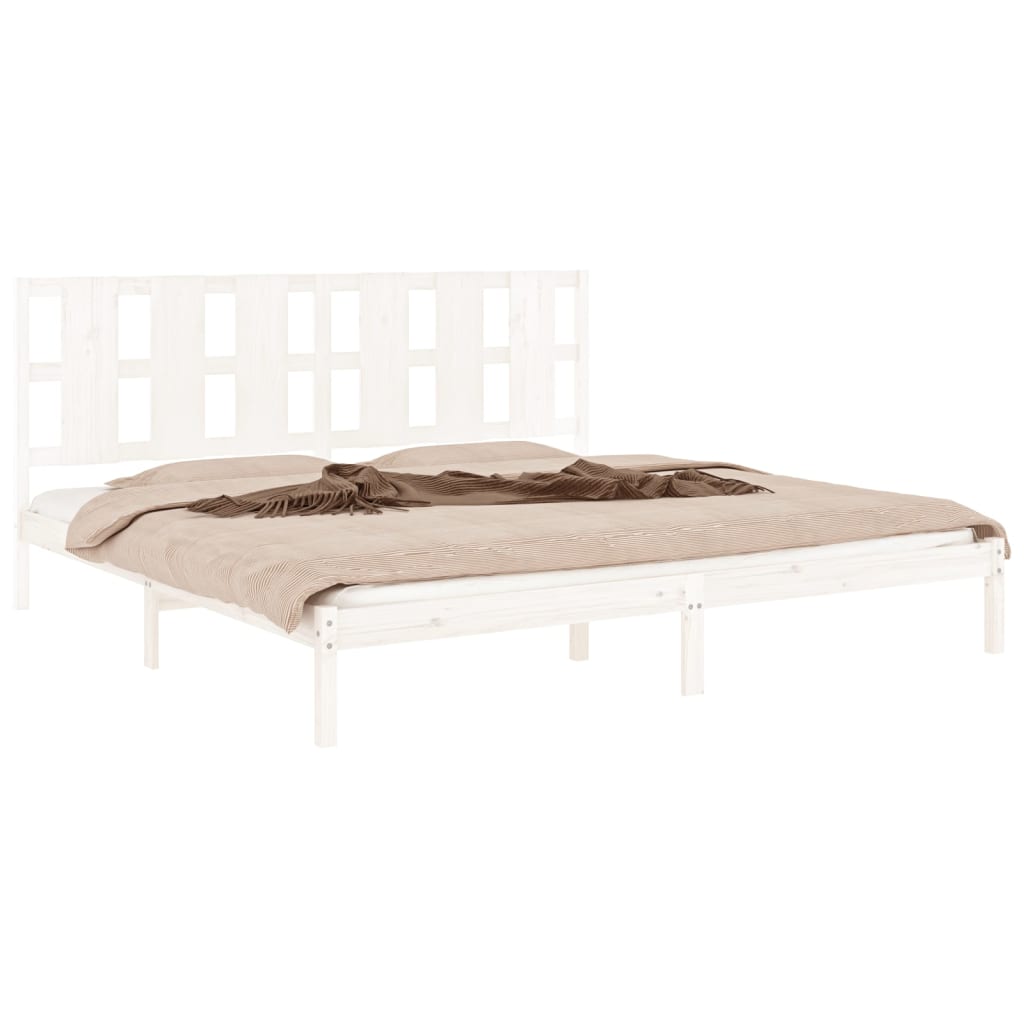 Estrutura de cama super king pinho maciço 180x200 cm branco