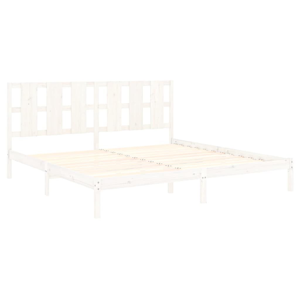 Estrutura de cama super king pinho maciço 180x200 cm branco