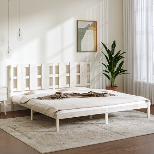 Estrutura de cama super king pinho maciço 180x200 cm branco