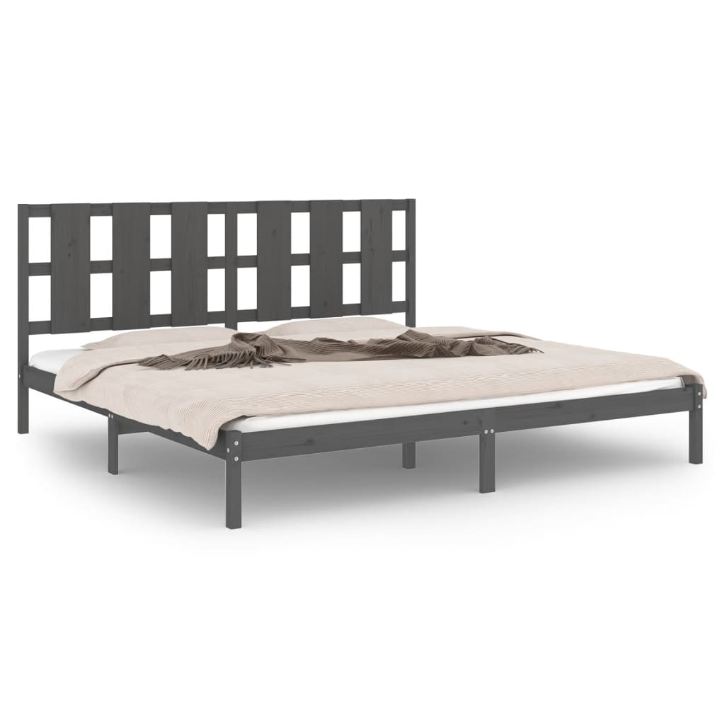 Estrutura de cama super king 180x200 cm madeira maciça cinza