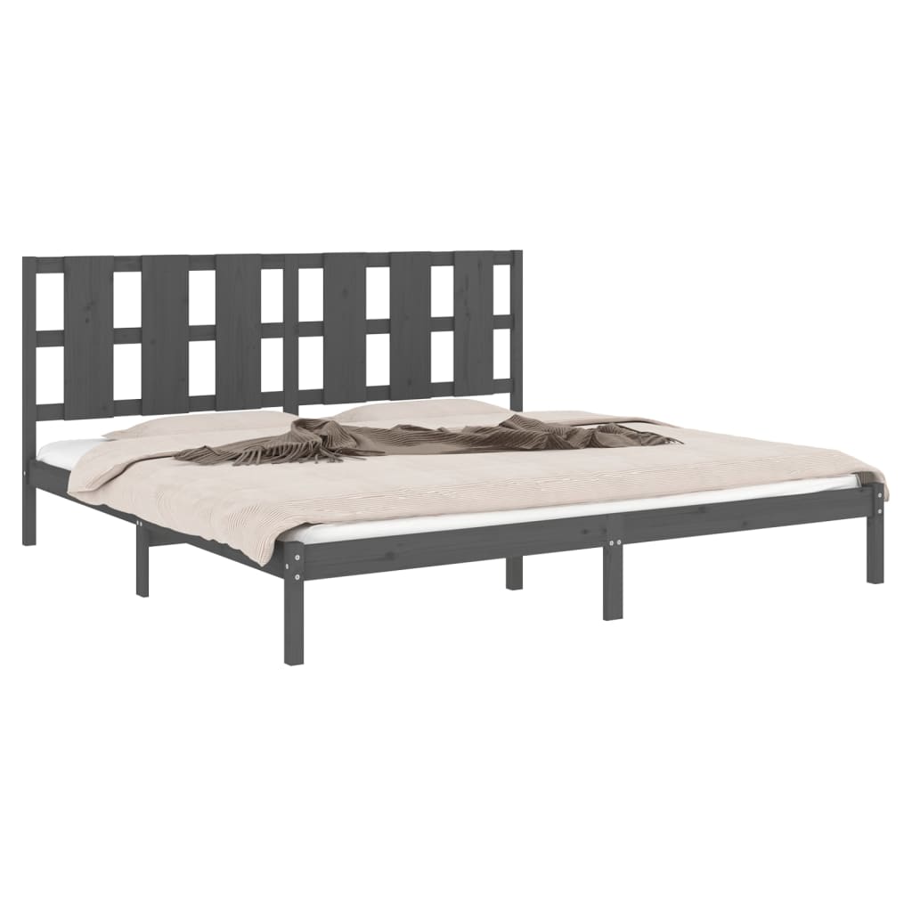 Estrutura de cama super king 180x200 cm madeira maciça cinza