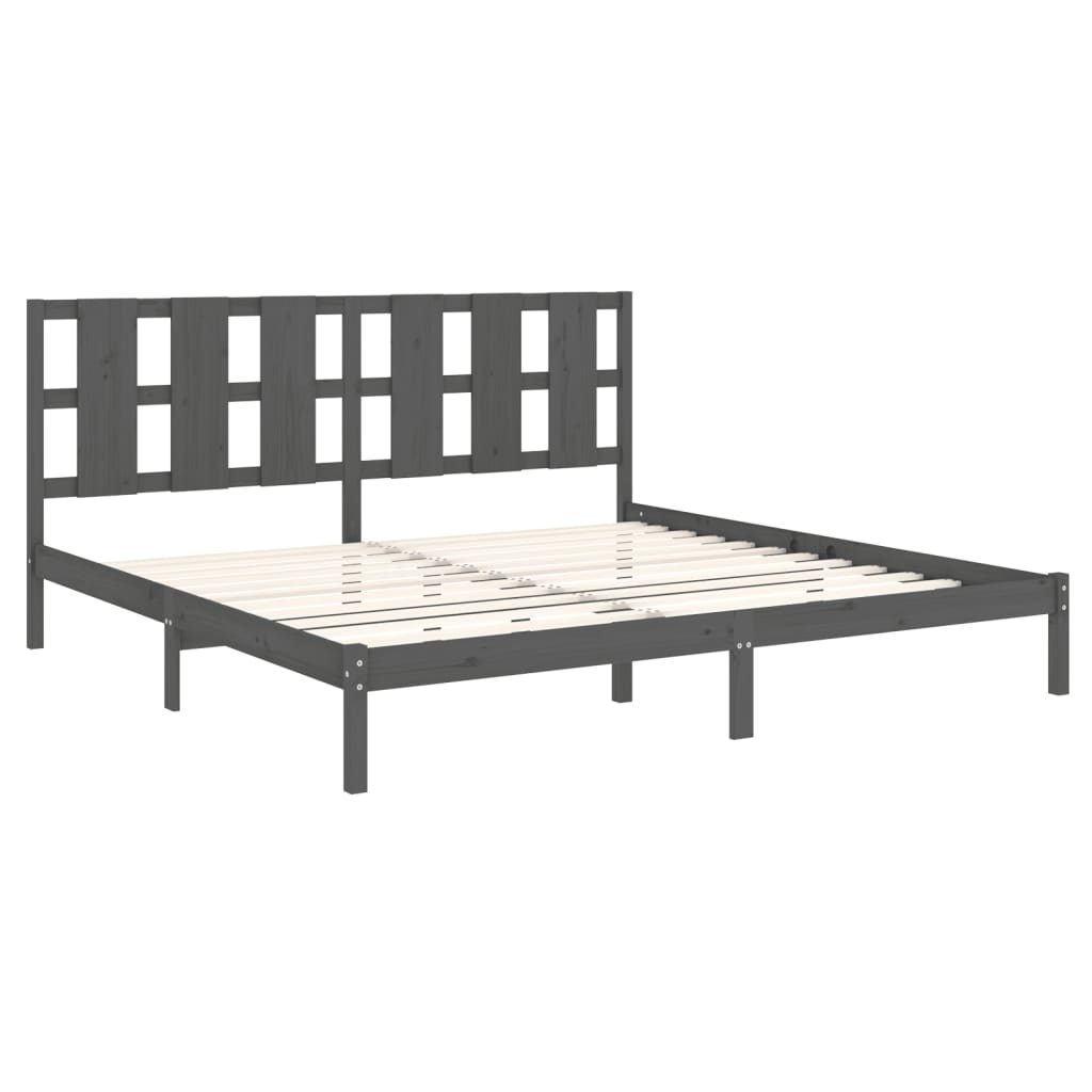 Estrutura de cama super king 180x200 cm madeira maciça cinza