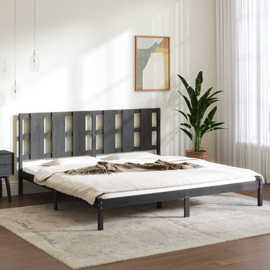 Estrutura de cama super king 180x200 cm madeira maciça cinza