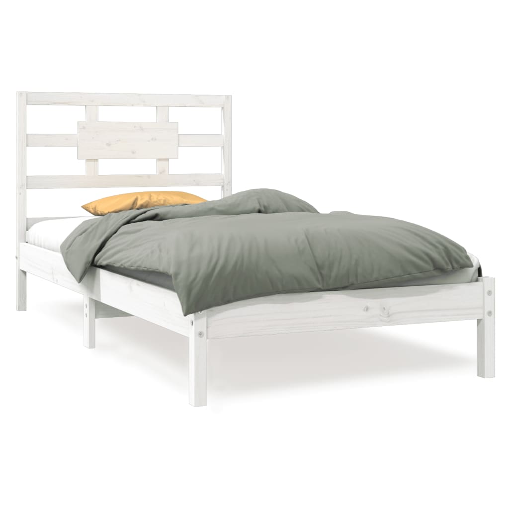 Estrutura de cama solteiro 90x190 cm madeira maciça branco