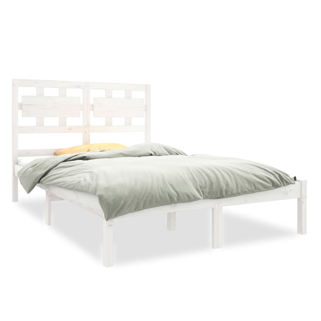 Estrutura de cama casal 135x190 cm madeira maciça branco