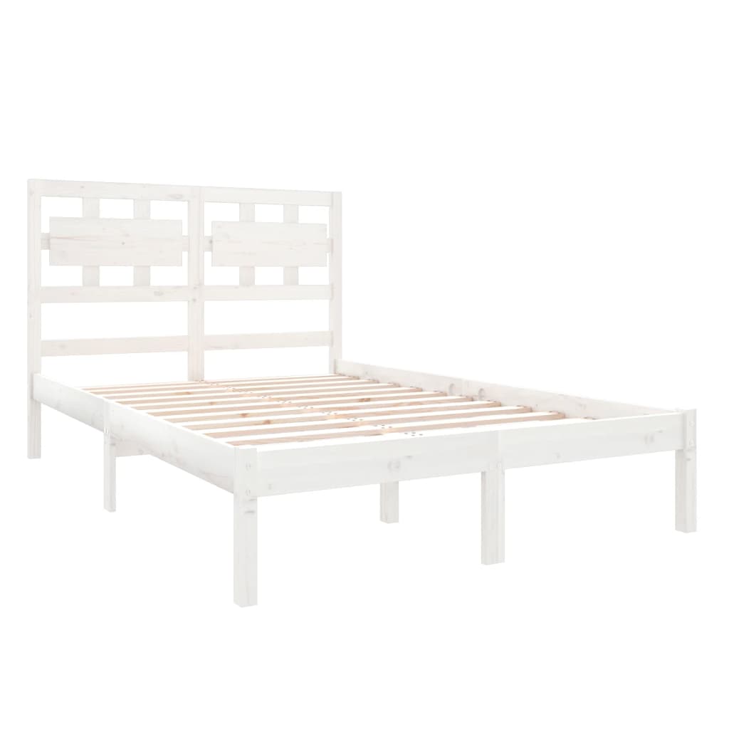 Estrutura de cama casal 135x190 cm madeira maciça branco