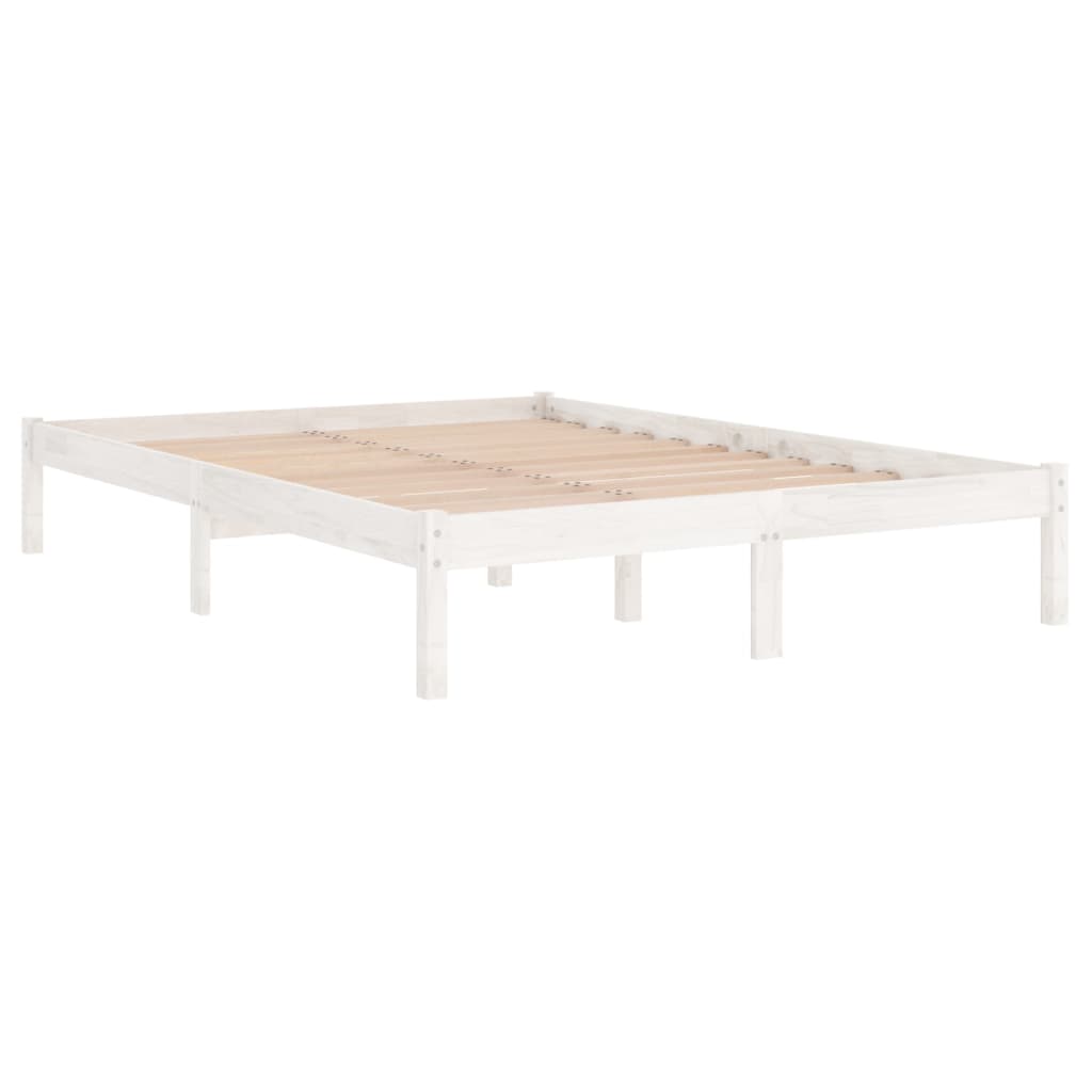 Estrutura de cama casal 135x190 cm madeira maciça branco