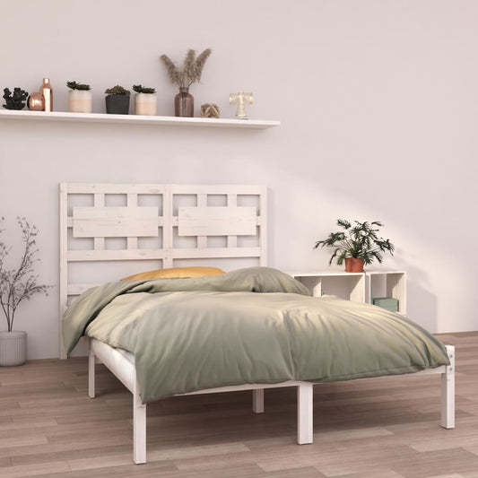 Estrutura de cama casal 135x190 cm madeira maciça branco